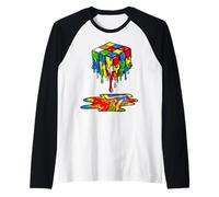 Melting Cube Speed Cubing Ice Cream Dripping Puzzle Camiseta Manga Raglan