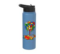 Melting Cube Speed Cubing Ice Cream Dripping Puzzle Stainless Steel Insulated Water Bottle