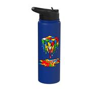 Melting Cube Speed Cubing Ice Cream Dripping Puzzle Stainless Steel Insulated Water Bottle
