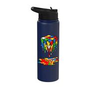 Melting Cube Speed Cubing Ice Cream Dripping Puzzle Stainless Steel Insulated Water Bottle
