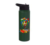 Melting Cube Speed Cubing Ice Cream Dripping Puzzle Stainless Steel Insulated Water Bottle