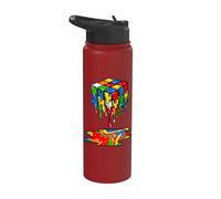 Melting Cube Speed Cubing Ice Cream Dripping Puzzle Stainless Steel Insulated Water Bottle