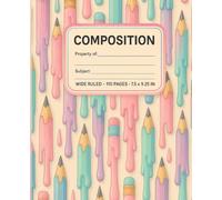 Melting Pencil Composition Notebook - Wide Ruled - 110 Pages - 7.5 x 9.25 in: A pastel-themed notebook with surreal melting pencil artwork - perfect for school, journaling, or creative writing.