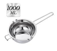 Melting Pot - Olla doble de 1000 ml con mango resistente al calor, sartén doble de chocolate de acero inoxidable, olla de fusión de chocolate con vela