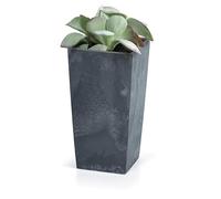 MELTOM Macetero con inserto, fino, cuadrado, aspecto de hormigón, color: antracita 3XL (ancho x alto): 39 x 76 cm