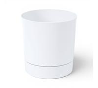 MELTOM Macetero de 33 cm con plato extraíble de 20 L, color blanco - Maceta redonda mate para interior y exterior