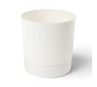 MELTOM Macetero de 33 cm con plato extraíble de 20 litros, color crema, redondo mate, para interior y exterior
