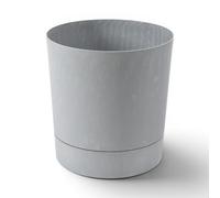 MELTOM Macetero de 35 cm con plato extraíble de 25 litros, color gris hormigón - Maceta redonda mate para interior y exterior