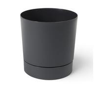 MELTOM Macetero de 38 cm con plato extraíble de 33 L, color antracita - Maceta redonda mate para interior y exterior