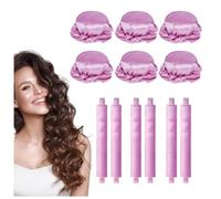 MeLtor 6 Piezas Heatless Curls, Lazy Curler Set Diadema, Seda Rulos Flexibles Heatless Hair Curlers Para Dormir DIY Pelo Rizado,pink