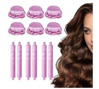 MeLtor 6 Piezas Ondas Sin Calor, Lazy Curler Set Diadema, Seda Rulos Flexibles Seda Rulos Flexibles Para Dormir DIY Pelo Rizado,pink