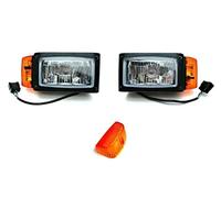 MelTruck® 2 faros H4 con intermitente 24 V, cargadora de ruedas, excavadora, maquinaria de construcción, JCB Merlo E20 y pantalla de lámpara