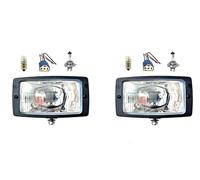 MelTruck® 2 faros principales H4 para tractor Fendt Pronar con bombillas de 12 V y 2 casquillos de lámpara