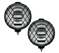 MelTruck Juego de 2 faros antiniebla H3 cromados con rejilla de protección, diámetro de 186 mm, faro adicional de 12 V 24 V para camiones, coches y vehículos todoterreno, homologación E20, IP56