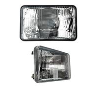 MelTruck Juego de 2 Faros Delanteros para Tractor Agrícola Universal - H4 12V/24V - Luz de Cruce, Carretera y Posición - Carcasa de Metal y Vidrio - Homologado E20 IP54-168x106mm