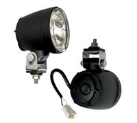MelTruck Kit 2 Faros de Trabajo Halógenos H3 Redondos - Foco Compacto Ø 84mm 12V/24V IP69K Impermeable - Iluminación para Tractor, Camión, Maquinaria Agrícola y Obra Pública (Bombillas Incluidas)
