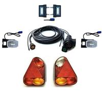 MelTruck Kit de iluminación para remolque de 13 polos con 2 pilotos traseros, 4 luces LED de matrícula, cable, 12V/24V, E9, con o sin protección