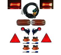 MelTruck Kit Luces Remolque LED - Pilotos Traseros 6 Funciones Intermitente Dinámico + Luces Posición + Laterales + Cable 13 Pines 12V/24V E9