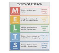MELTS Energy Types Science Educational Poster Metal Sign Wall Decor for School Classroom Study Room Science Lab 8 X 12 in