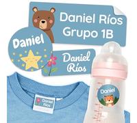 melu kids® Set de Etiquetas para Ropa Personalizadas Guardería (50 piezas) - Pegatinas Personalizadas, Etiquetas Ropa Niños y Objetos, Impermeable y en Diferentes Tamaños - Azul