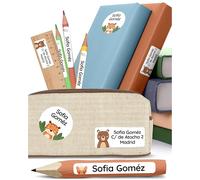 melu kids® Set Etiquetas Personalizadas para Objetos (100 piezas) - Pegatinas Personalizadas Nombre para Guardería, Impermeable y en Diferentes Tamaños - Blanco