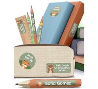 melu kids® Set Etiquetas Personalizadas para Objetos (100 piezas) - Pegatinas Personalizadas Nombre para Guardería, Impermeable y en Diferentes Tamaños - Verde