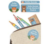 melu kids® Set Etiquetas Personalizadas para Objetos (60 piezas) - Pegatinas Personalizadas Nombre para Guardería, Impermeable y en Diferentes Tamaños - Azul