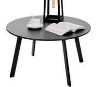 Meluvici Mesa de centro de patio, mesa redonda de acero al aire libre resistente a la intemperie y al aire libre antioxidante Mesa (negro)