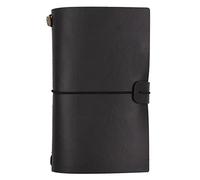 MELY Cuaderno de diario, cuaderno de cuero recargable retro vintage con inserciones rayadas y en blanco, bloc de notas de diario de viaje, 12 x 20 cm(Black)