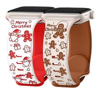 Melyis Bonita correa de Navidad compatible con correas navideñas de Apple Watch para mujer de 42 mm, 41 mm, 40 mm, 38 mm, correas de silicona iWacth para Apple Watch Series 10, Series 9, SE, 8, 7, 6