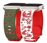 Melyis Bonita correa de Navidad compatible con correas navideñas de Apple Watch para mujer de 42 mm, 41 mm, 40 mm, 38 mm, correas de silicona iWacth para Apple Watch Series 10, Series 9, SE, 8, 7, 6