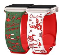 Melyis Bonita correa de Navidad compatible con correas navideñas de Apple Watch para mujer de 46 mm, 45 mm, 44 mm, 49 mm, 42 mm, correas iWacth de silicona suave para Apple Watch Series 10, Band 9,