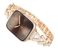 Melyis Correa de lujo compatible con correas de Apple Watch para mujer de 1.575 pulgadas, 1.614 pulgadas, 1.496 pulgadas, Series 9, 8, SE, 7, 6, 5, 4, 3, 2, 1, correa de metal fino para Apple Watch