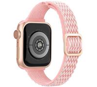 Melyis Correa de nailon Solo Loop compatible con correas de Apple Watch para mujer de 44 mm, 45 mm, 42 mm, 49 mm, correas elásticas para iWatch Series 9 SE Series 8 7 6 5 4 3 2 1 Ultra, rosa