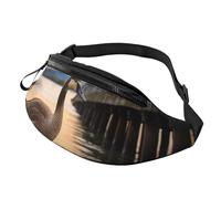 Mem Fashion - Cangurera cruzada para mujer, diseño de ganso salvaje por el puente con correa ajustable, color negro, talla única, Black, Talla única