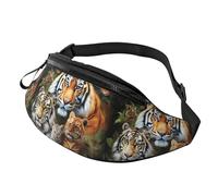 Mem Fashion - Cangurera cruzada para mujer, diseño de león, tigre, leopardo y mariposa, con correa ajustable, color negro, talla única, Black, Talla única