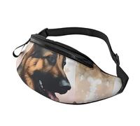 Mem Fashion - Cangurera cruzada para mujer, pastor alemán, amante de los perros, con correa ajustable, color negro, talla única, Black, Talla única