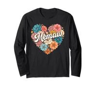 Memaw Floral Heart For Mother's Day Manga Larga