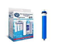 Membrana 50, 75 y 100 GPD + Pack de 3 filtros para Osmosis Inversa Estandar. 1 Filtro de Sedimentos, 1 Filtro de Carbón GAC y 1 Filtro de Carbón Block. Bbagua.