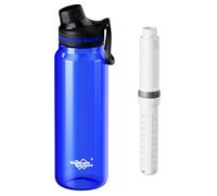 Membrane Solutions Botella de Filtro de Agua Supervivencia de 1L(36 oz) con Cartucho de Filtro ACF + UF, Elimina el 99,9999% de E.coli, Precisión de 0,1 μm, sin BPA, Emergencia, Camping, Azul