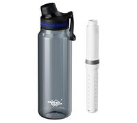 Membrane Solutions Botella de Filtro de Agua Supervivencia de 1L(36 oz) con Cartucho de Filtro ACF + UF, Elimina el 99,9999% de E.coli, Precisión de 0,1 μm, sin BPA, Emergencia, Camping, Gris