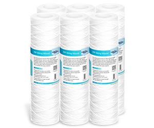 Membrane Solutions Cartucho 10" de Sedimentos 10 micras, Recambio de Filtros de Polipropileno Hilado, para Sistema Ósmosis Inversa y Sistema de Filtración de Toda la Casa, 10 x 2,5 pulgadas, 6 Pack