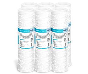 Membrane Solutions Cartucho 10" de Sedimentos 5 micras, Recambio de Filtros de Polipropileno Hilado, para Sistema Ósmosis Inversa y Sistema de Filtración de Toda la Casa, 10 x 2,5 pulgadas, 6 Pack