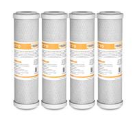 Membrane Solutions Filtro de Agua de Carbón Activado, Recambio de Cartuchos de Bloque de Carbón, para Ósmosis Inversa y Sistema de Filtración de Toda la Casa Universal, 10 x 2,5 pulgadas - 4 Pack
