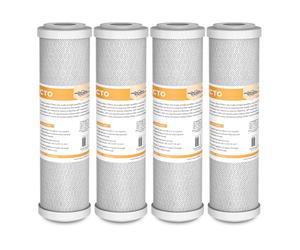 Membrane Solutions Filtro de Agua de Carbón Activado, Recambio de Cartuchos de Bloque de Carbón, para Ósmosis Inversa y Sistema de Filtración de Toda la Casa Universal, 10 x 2,5 pulgadas - 4 Pack