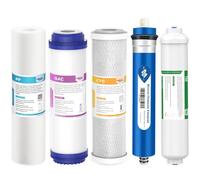 Membrane Solutions Filtros de Osmosis Inversa de 5 Etapas Universales con Membrana 75 GPD, Sedimentos, Carbón GAC, Carbón Block, Postfiltro Coco Natural, Repuesto Set para Osmosis Inversa Doméstica