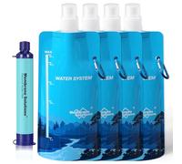 Membrane Solutions Sistema de filtración de agua para camping, senderismo, viajes, ciclismo, preparación para emergencias (1+4)