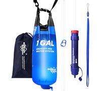 Membrane Solutions Sistema de Filtro de Agua Portátil por Gravedad, con Bolsa de Agua de 1 Gallon, Filtro de Agua Supervivencia, Elimina el 99,9999% de E.coli, para Emergencia, Camping, Senderismo