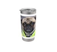 Meme borroso de perro carlino divertido "Please Fire Me" Vaso térmico de acero inoxidable de doble pared