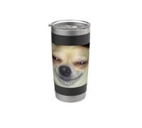Meme borroso divertido y lindo perro chihuahua "Hola" Vaso térmico de acero inoxidable de doble pared